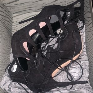 Alexander McQueen gladiator heels in black suede